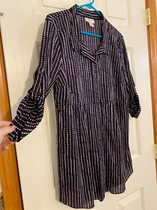 Style & Co. Tops - Style & Co. Navy and White Striped Button Tunic